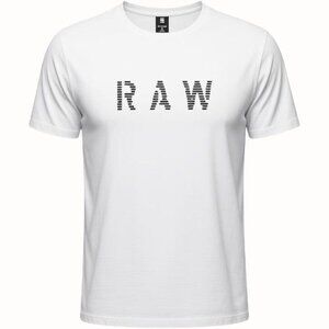 G-Star RAW Mens Graphic T-Shirt Large White Premium Cotton Crewneck NEW